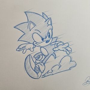 Sega Sonic The Hedgehog Nintendo Character Drawing/Sketch Art Signed